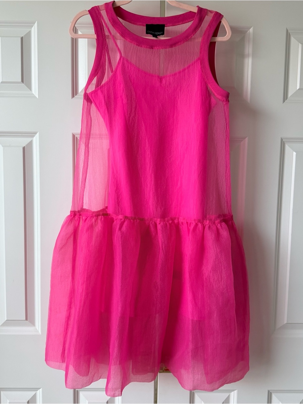 Cynthia Rowley Chloe Organza Dress Hot Pink